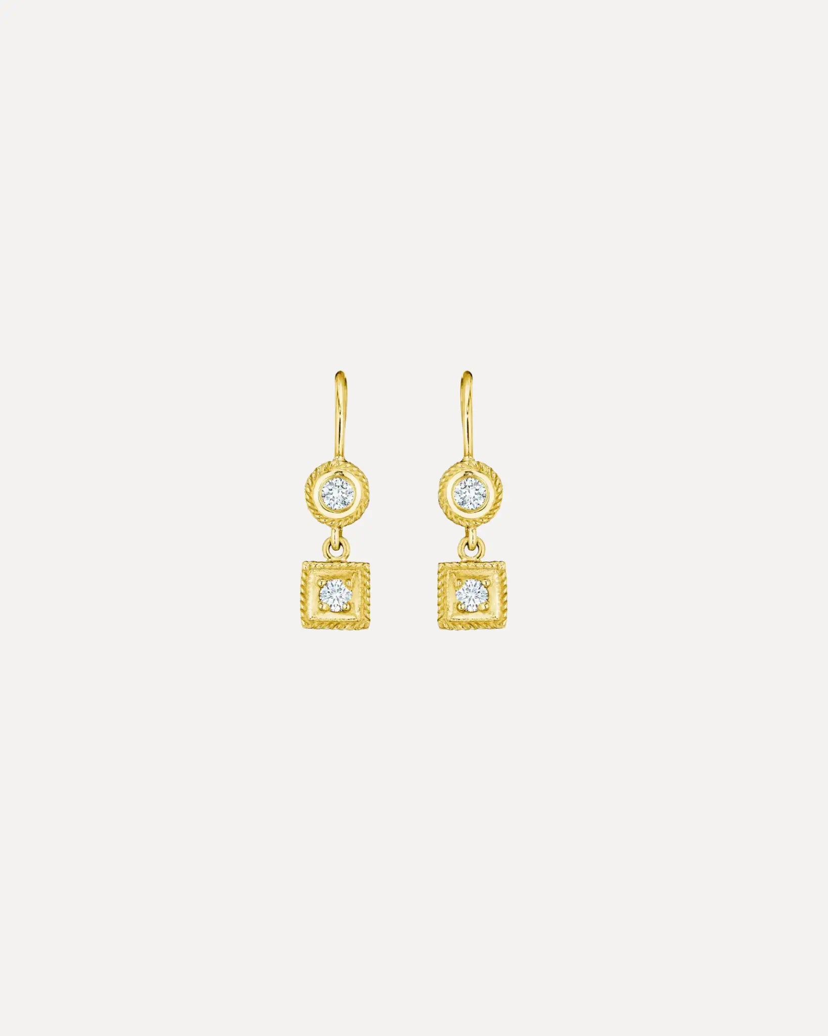 Diamond Round and Square Drop Earrings Diamond Round and Square Drop Earrings Penny Preville Penny Preville  Squash Blossom Vail