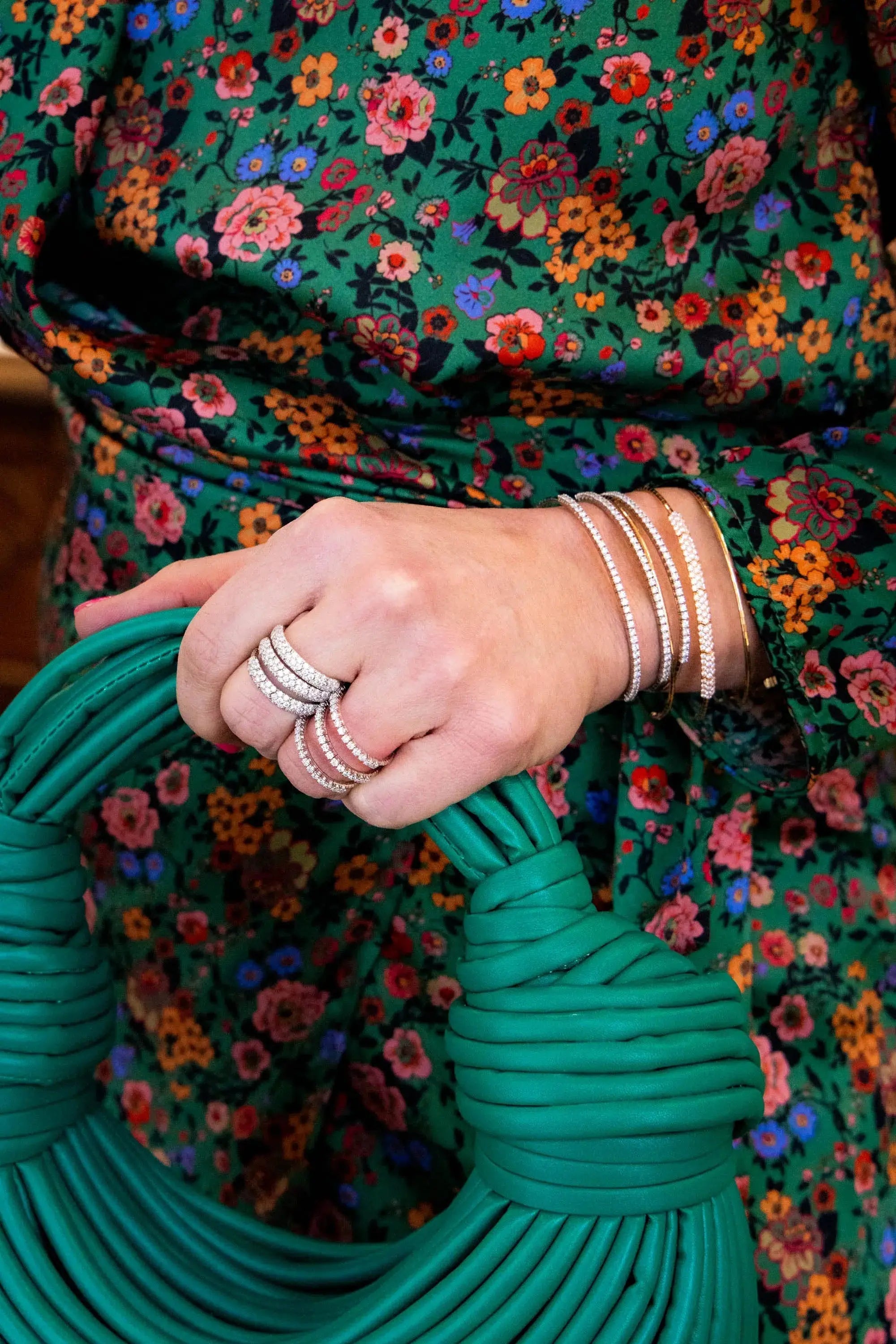 Diamond Tennis 3 Row Ring - Squash Blossom Vail