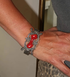 Dogbone Coral Bracelet Dogbone Coral Bracelet Native American Collection Native American Collection  Squash Blossom Vail