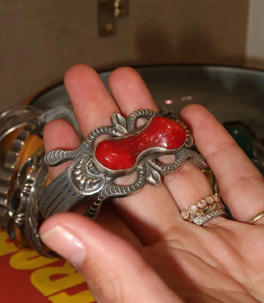 Dogbone Coral Bracelet Dogbone Coral Bracelet Native American Collection Native American Collection  Squash Blossom Vail