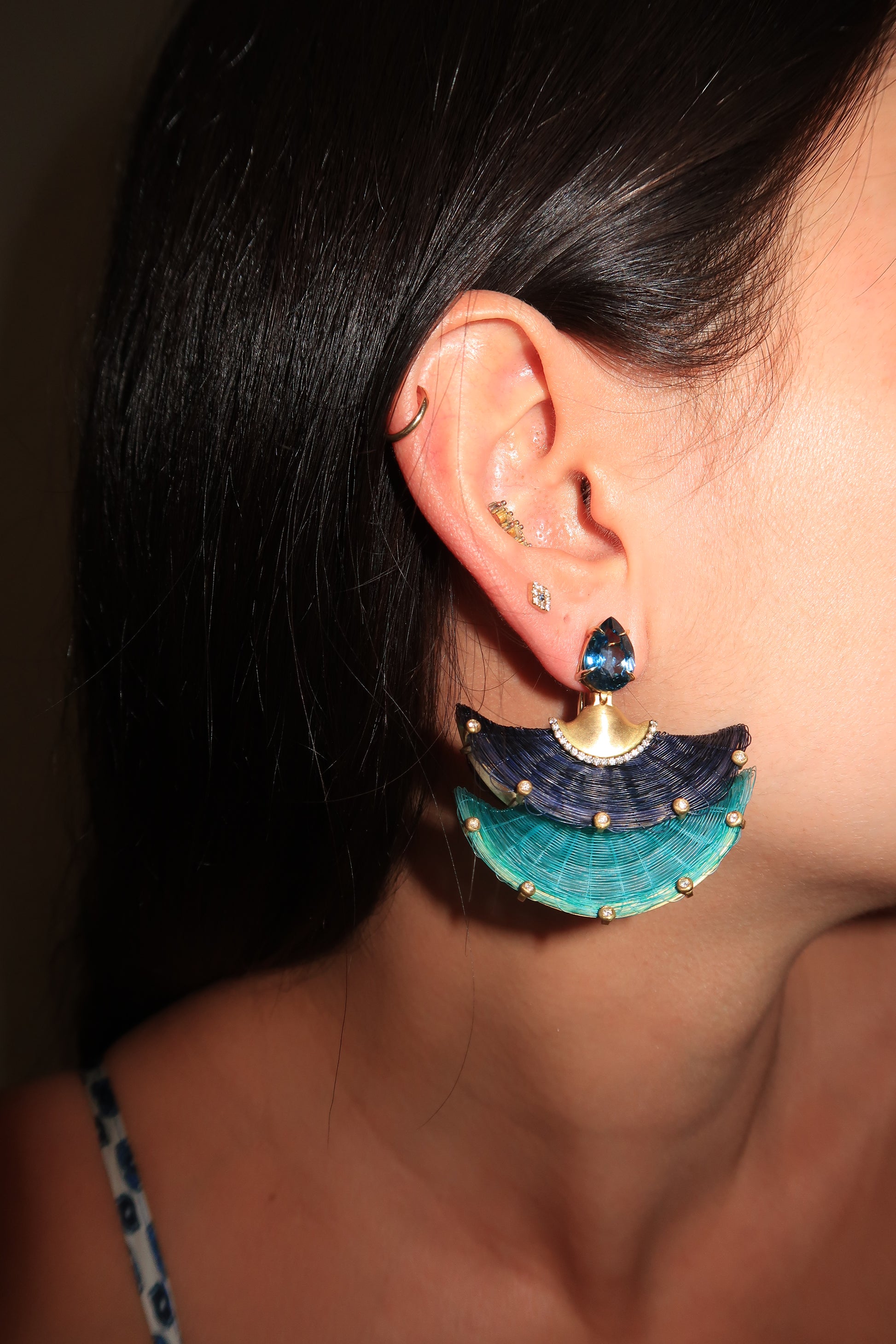 Double blue horse mane earrings Double blue horse mane earrings Silvia Furmanovich Silvia Furmanovich  Squash Blossom Vail