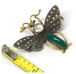 Silver and 18K Gold Rose Cut Diamond Pin, Rose cut diamond over .50 ct