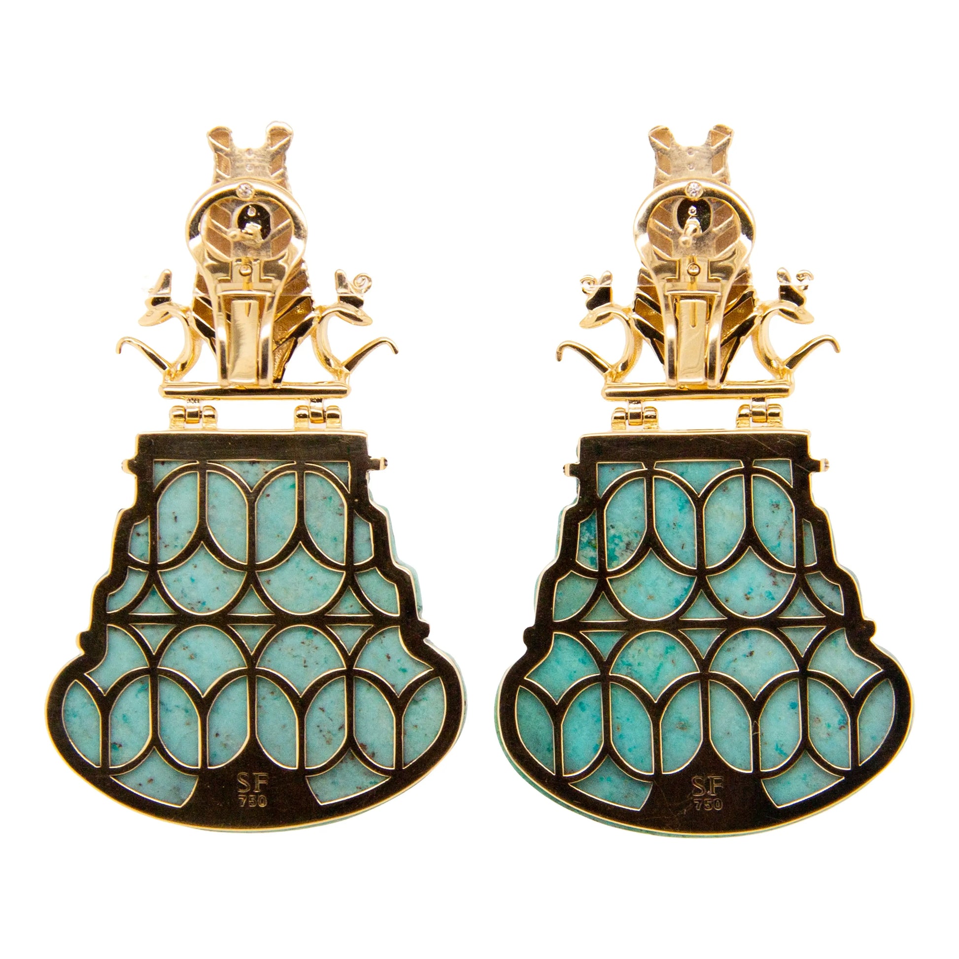 Egypt diamond and chrysocolla earrings Egypt diamond and chrysocolla earrings Silvia Furmanovich Silvia Furmanovich  Squash Blossom Vail