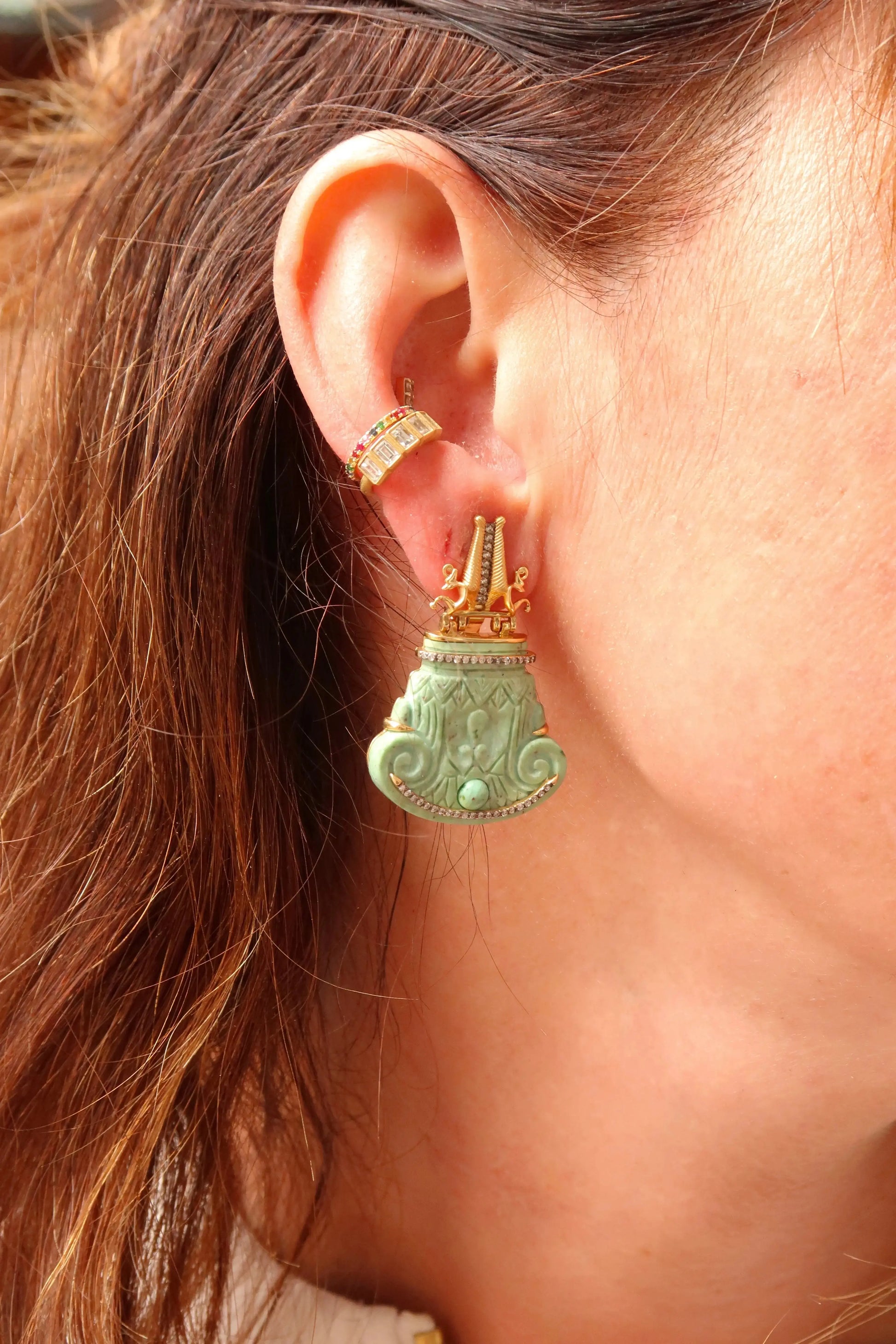 Egypt diamond and chrysocolla earrings Egypt diamond and chrysocolla earrings Silvia Furmanovich Silvia Furmanovich  Squash Blossom Vail