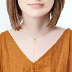 Elettra Emerald and Diamond Lariat Necklace - Squash Blossom Vail