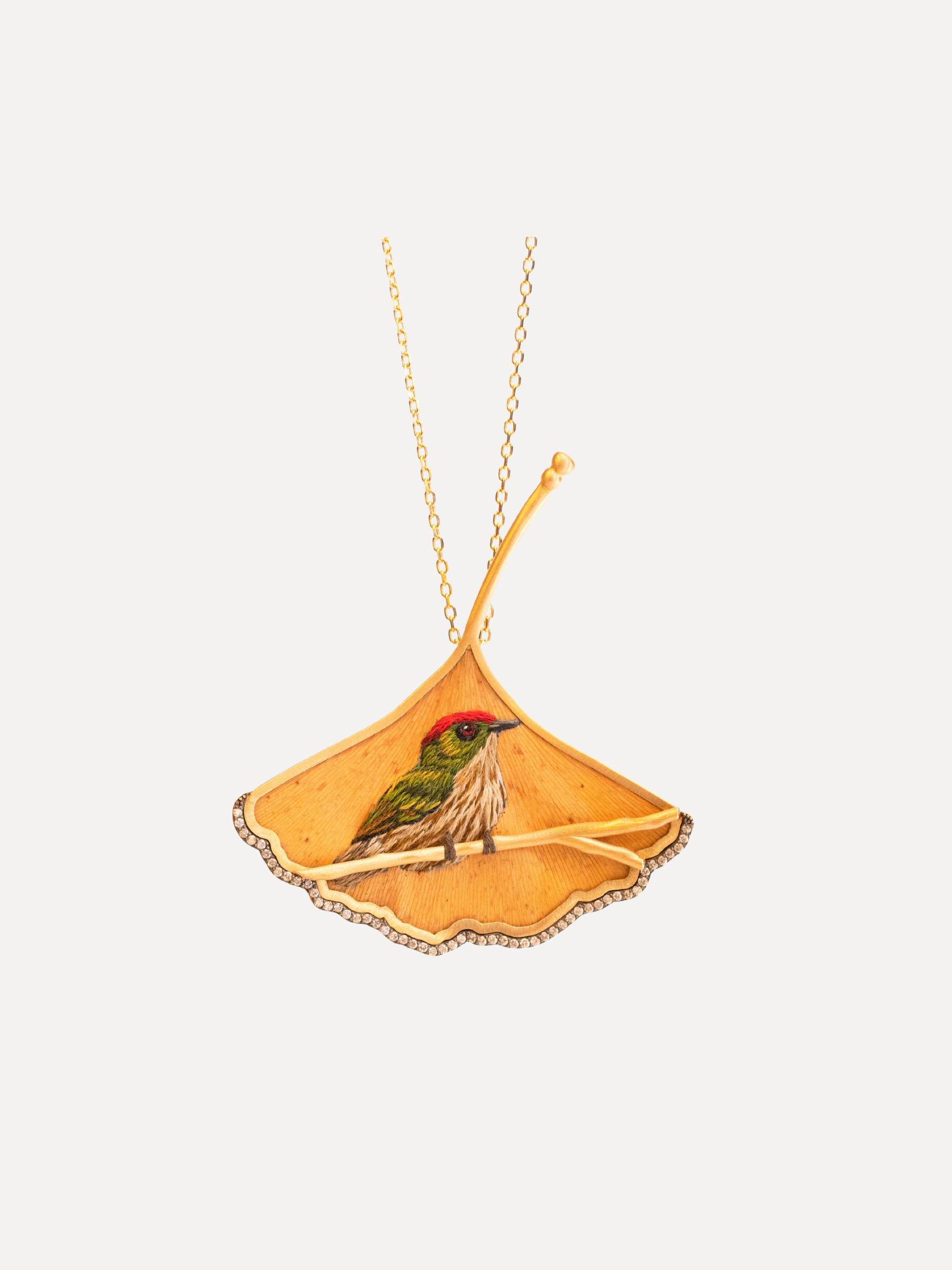 Embroidered Hummingbird Necklace