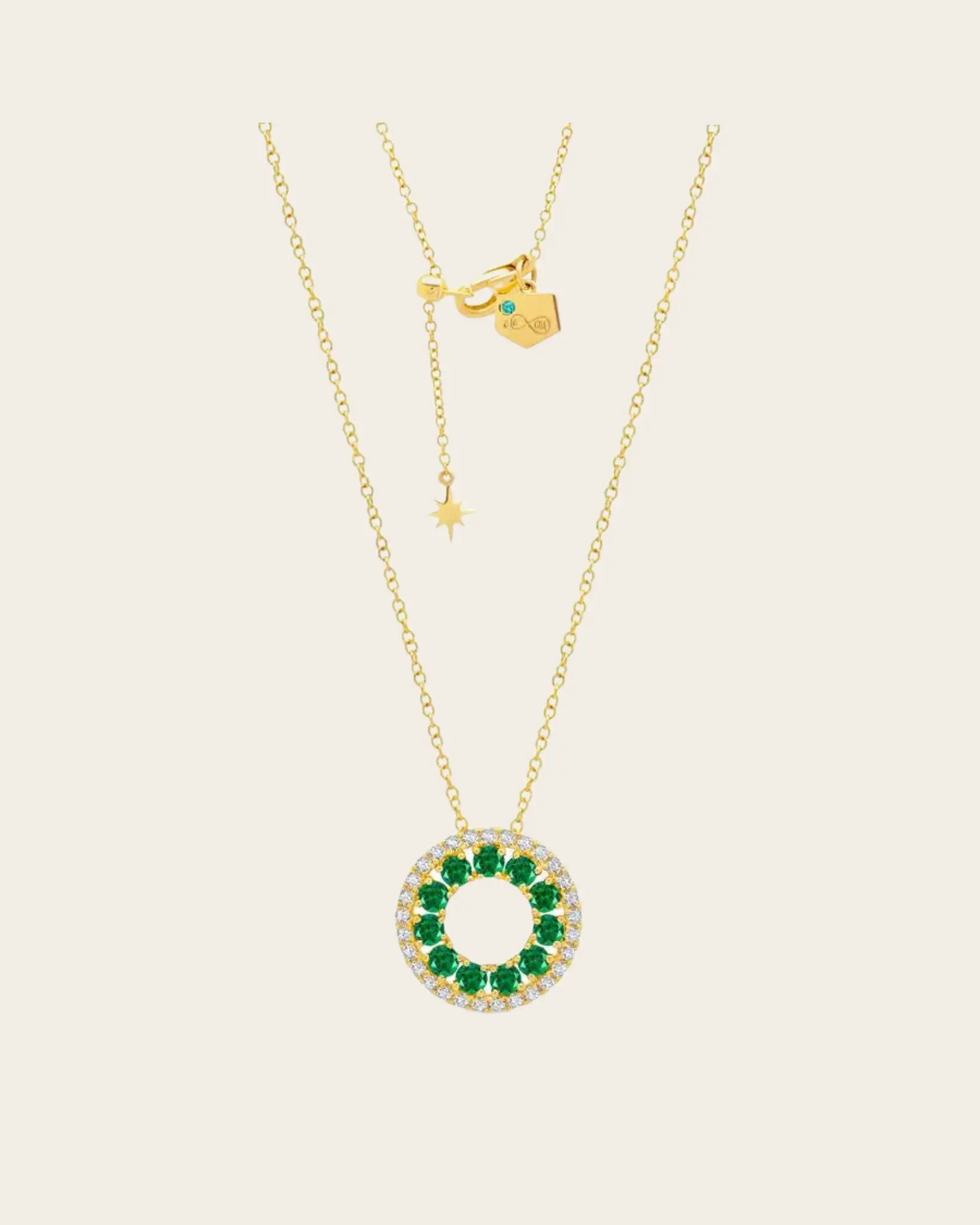 Emerald 3 Sided Circle Necklace Emerald 3 Sided Circle Necklace Graziela Gems Graziela Gems  Squash Blossom Vail