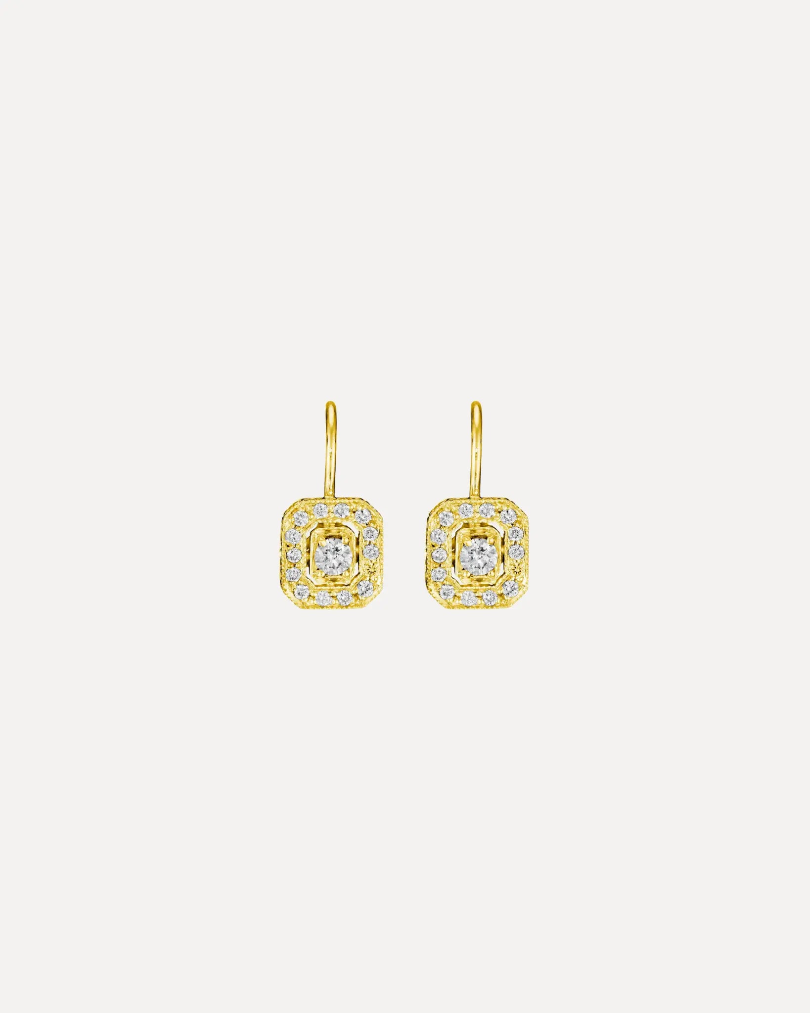 Emerald Shape Diamond Earrings with Center Diamond on French Wire Emerald Shape Diamond Earrings with Center Diamond on French Wire Penny Preville Penny Preville  Squash Blossom Vail