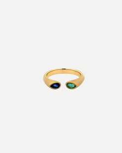 Emerald and Blue Sapphire Hug Ring Emerald and Blue Sapphire Hug Ring Squash Blossom Collection Squash Blossom Collection  Squash Blossom Vail