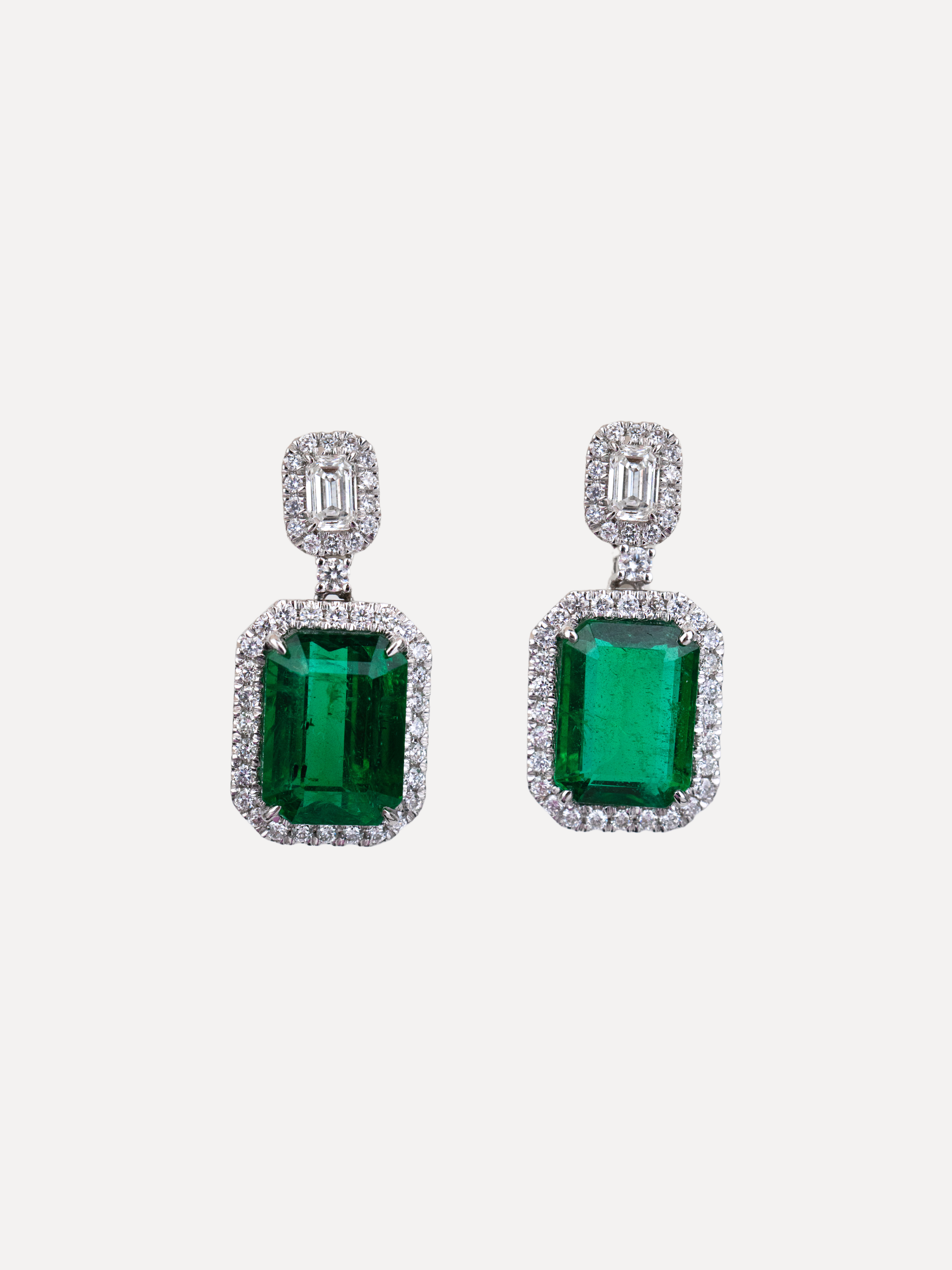 Emerald and Diamond Drop Earrings