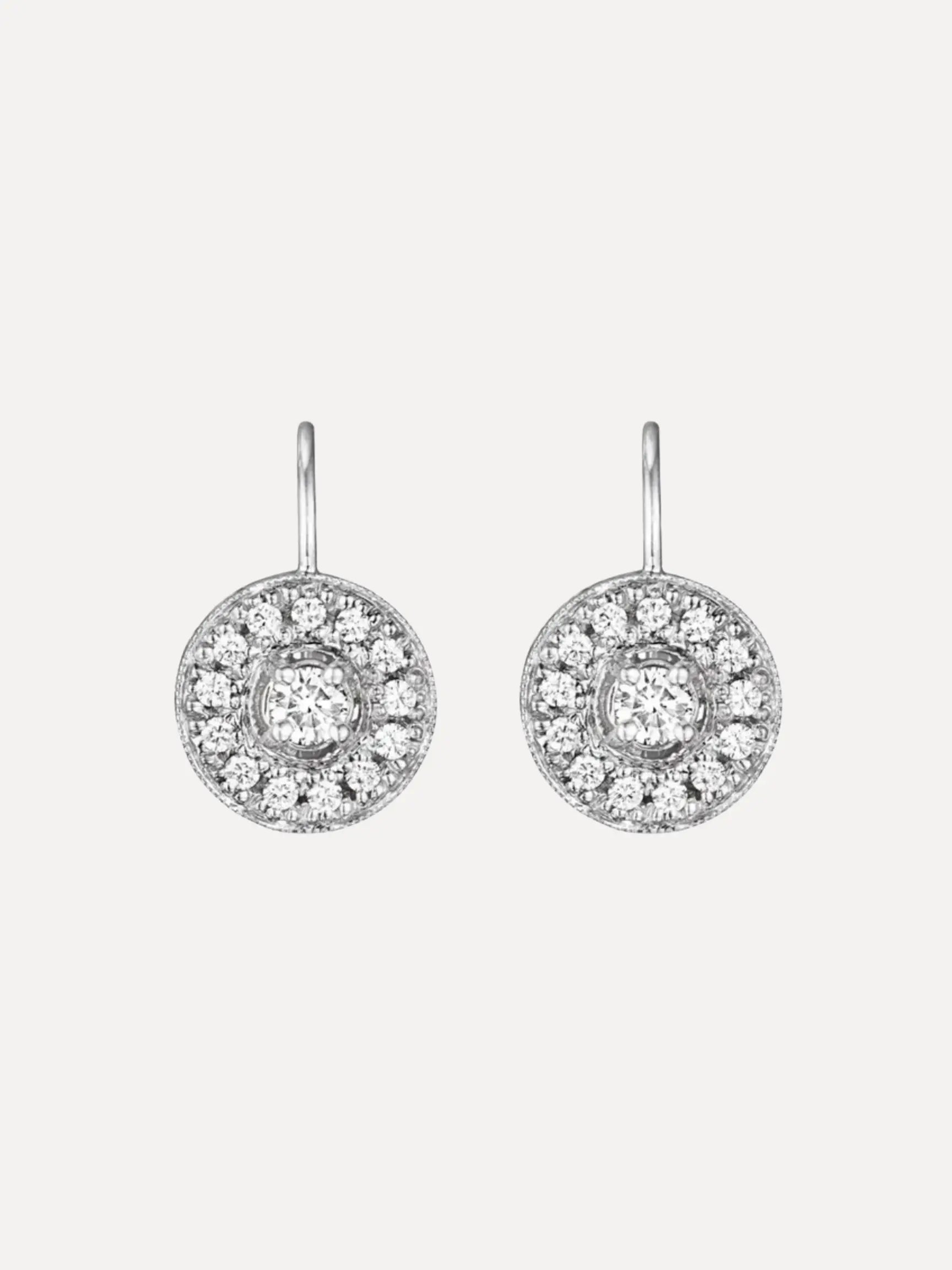 Large Pave Round w/ Engraving Earrings