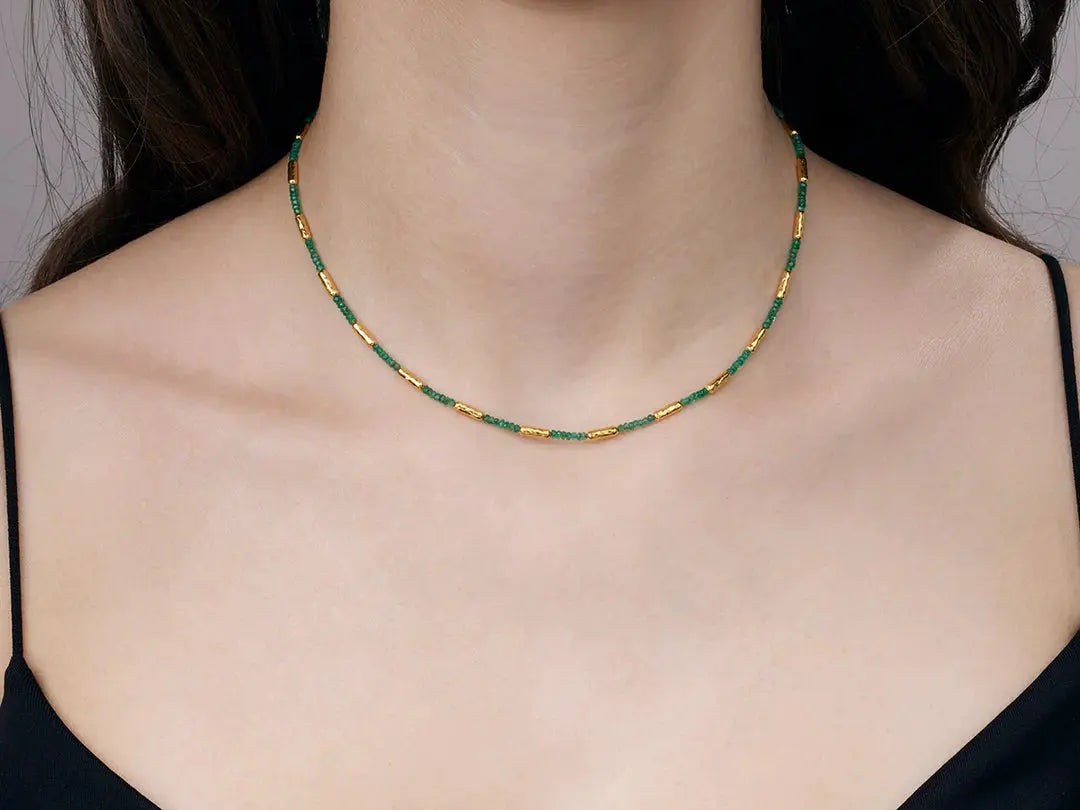 Faceted Emerald Beaded Necklace Faceted Emerald Beaded Necklace Gurhan Gurhan  Squash Blossom Vail