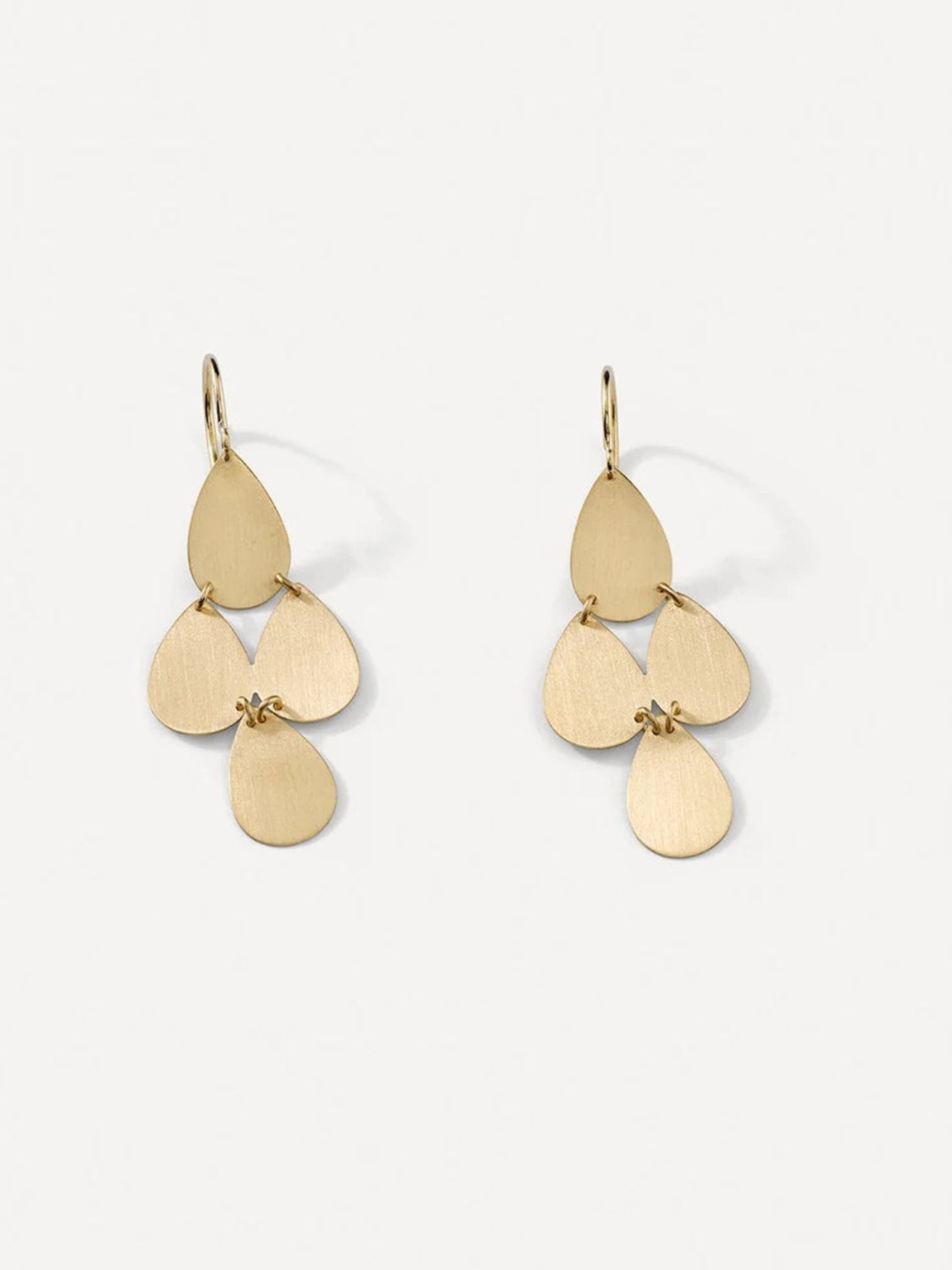 Flat Gold 4 Drop Chandelier Earrings