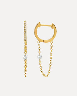 Floating Diamond Huggie with Chain Floating Diamond Huggie with Chain Squash Blossom Collection Squash Blossom Collection  Squash Blossom Vail