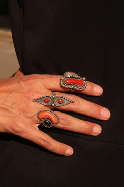 Freeform Coral Ring with feather Freeform Coral Ring with feather Squash Blossom Vail Squash Blossom Vail  Squash Blossom Vail
