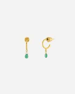 GURHAN Dew Gold Drop Earrings, Small Hoop, with Emerald GURHAN Dew Gold Drop Earrings, Small Hoop, with Emerald Gurhan Gurhan  Squash Blossom Vail