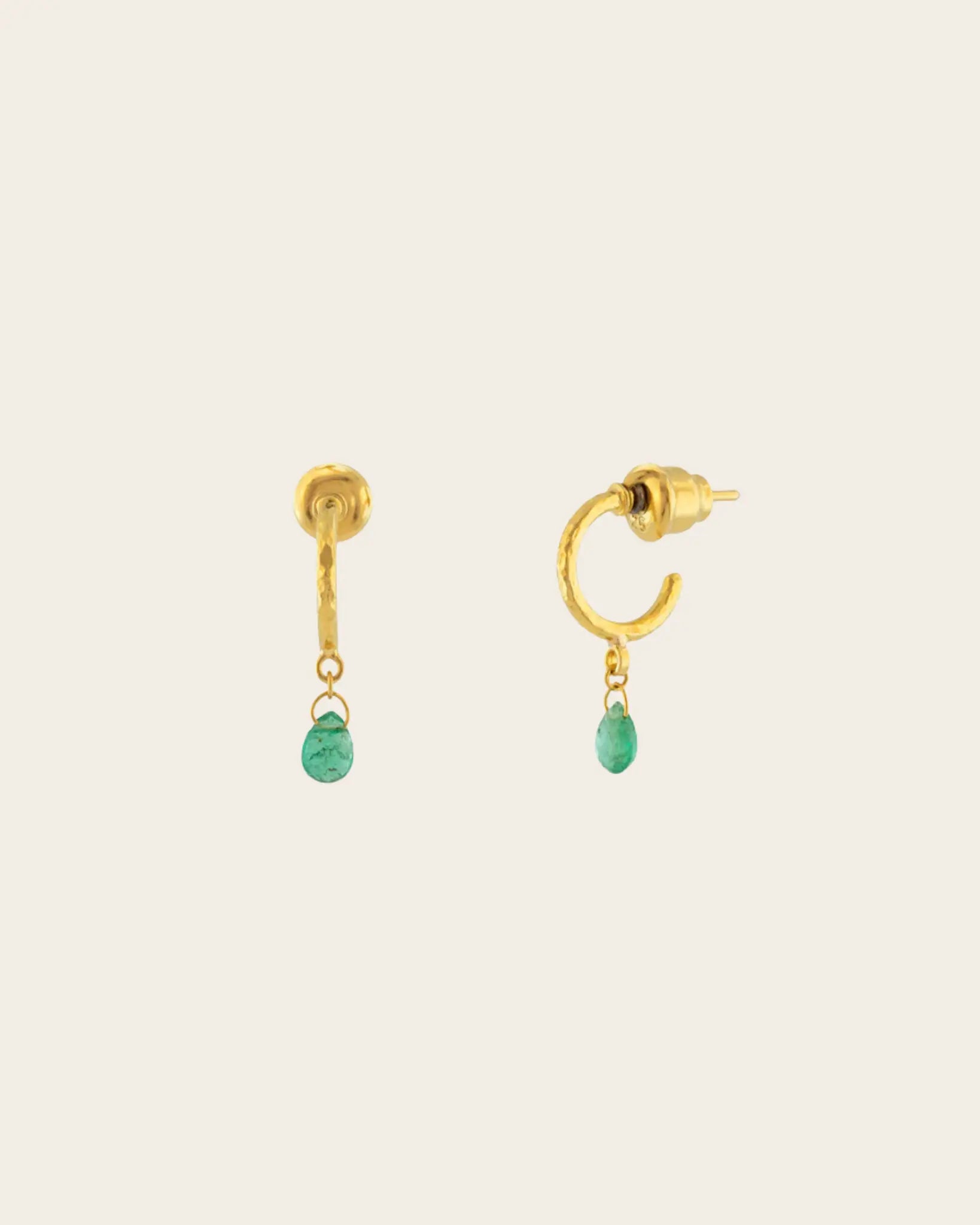 GURHAN Dew Gold Drop Earrings, Small Hoop, with Emerald GURHAN Dew Gold Drop Earrings, Small Hoop, with Emerald Gurhan Gurhan  Squash Blossom Vail
