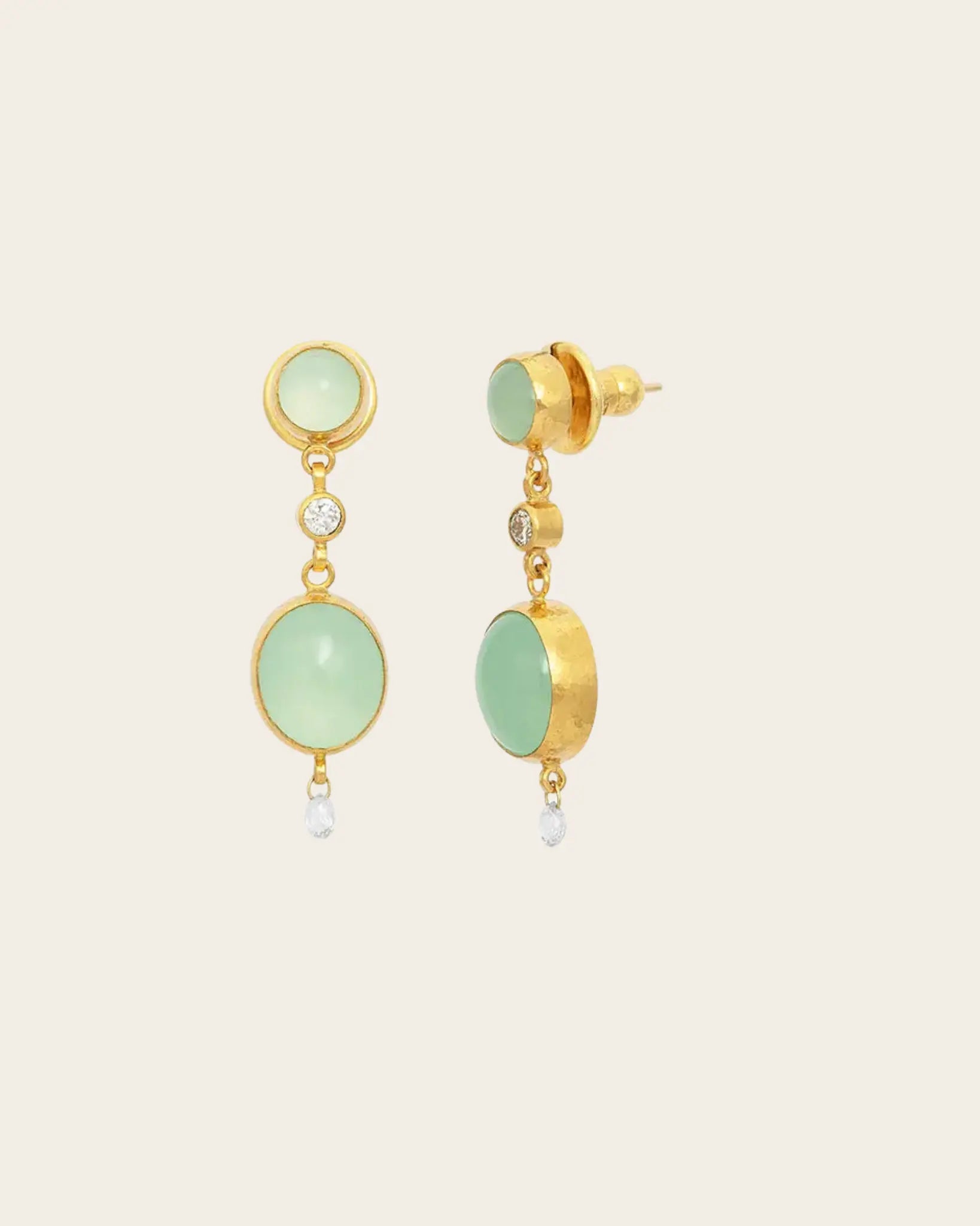 GURHAN Rune Gold Double Drop Earrings, with Chalcedony and Diamond GURHAN Rune Gold Double Drop Earrings, with Chalcedony and Diamond Gurhan Gurhan  Squash Blossom Vail