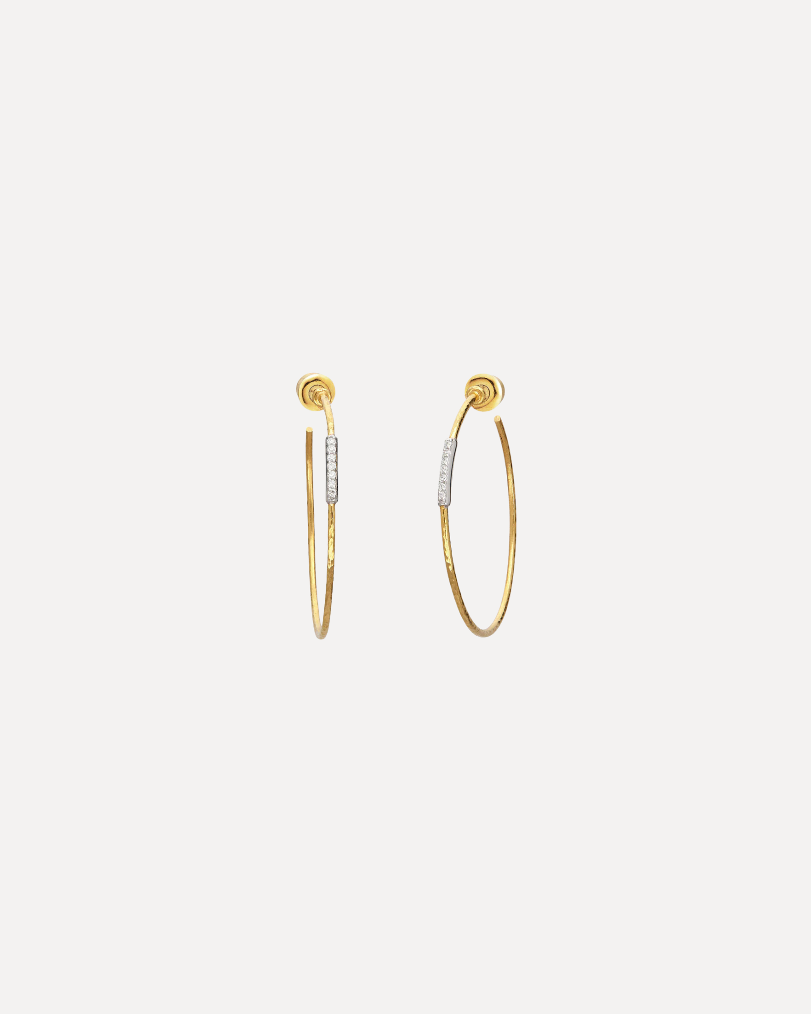 Geo Gold Diamond Pave Hoop Earrings