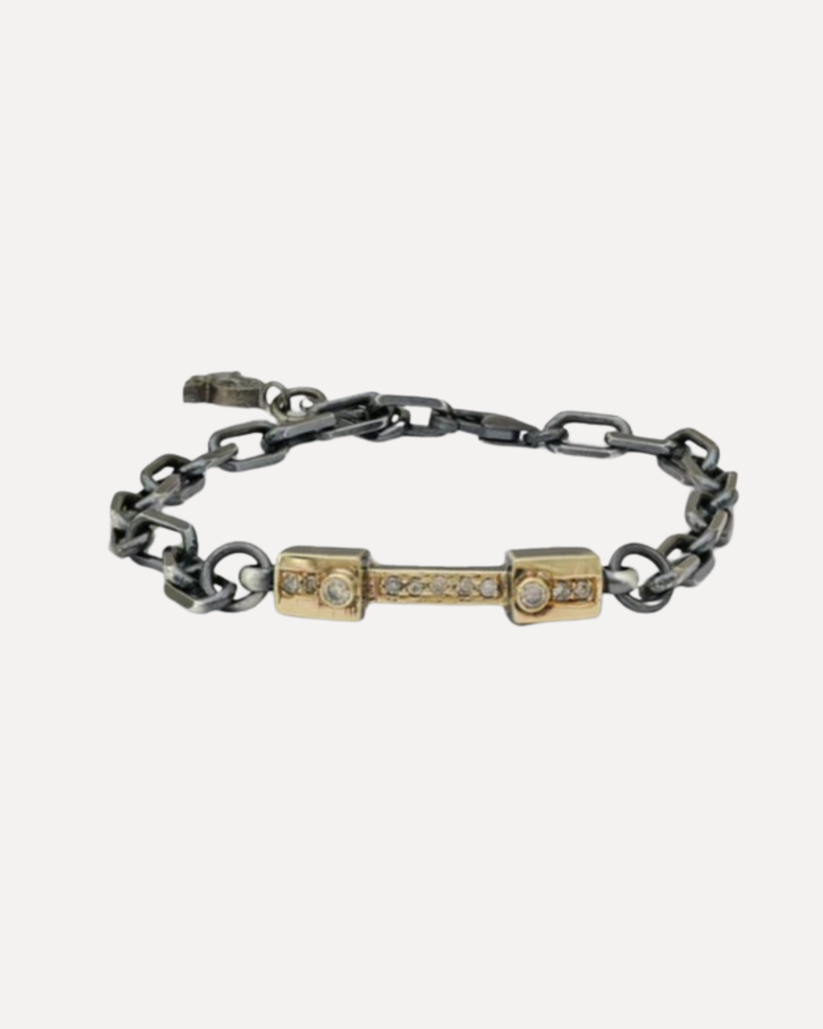 Gold Bar and Silver Chain Bracelet