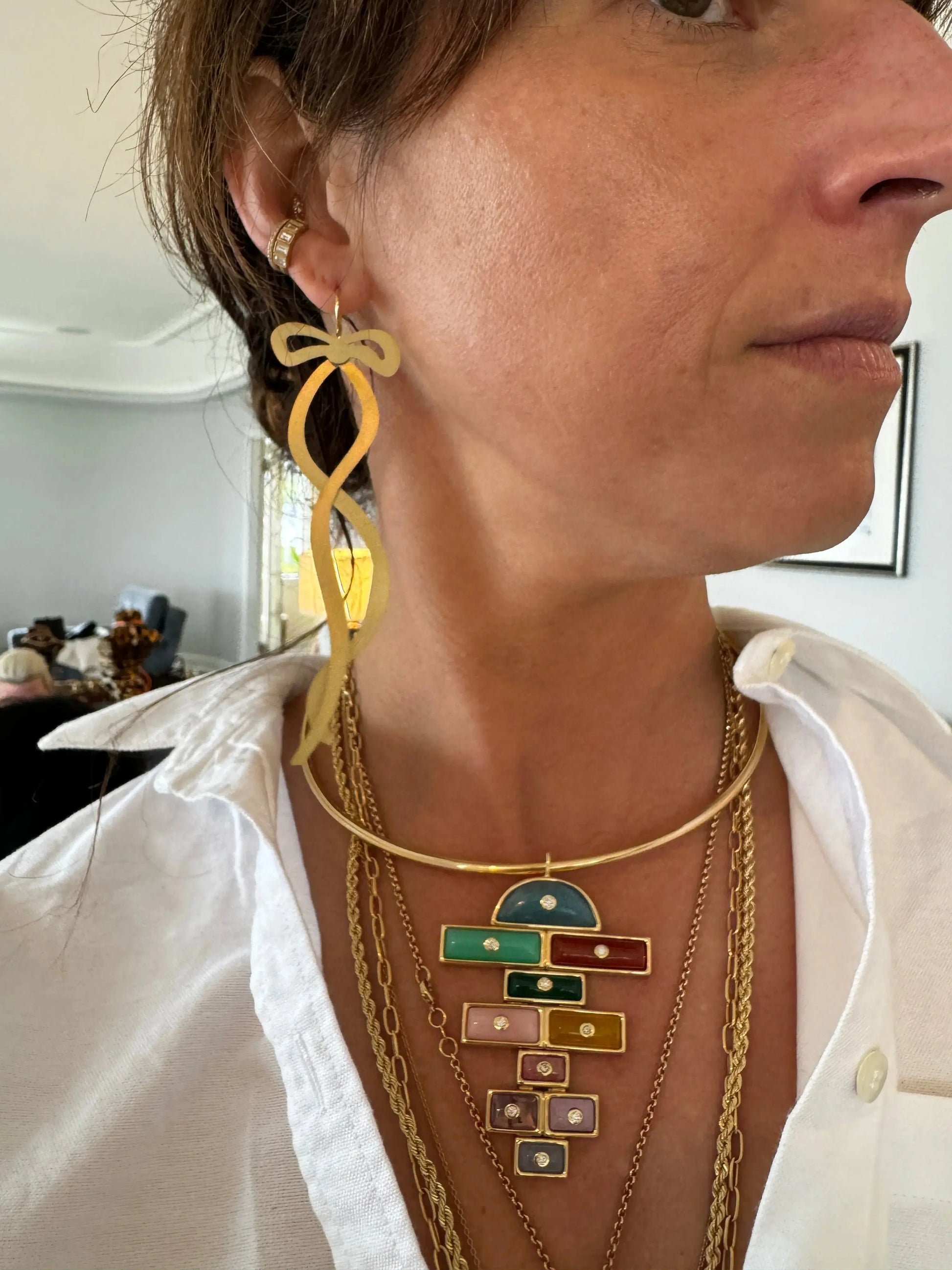 Gold Classic Ribbon Earrings Gold Classic Ribbon Earrings Irene Neuwirth Irene Neuwirth  Squash Blossom Vail