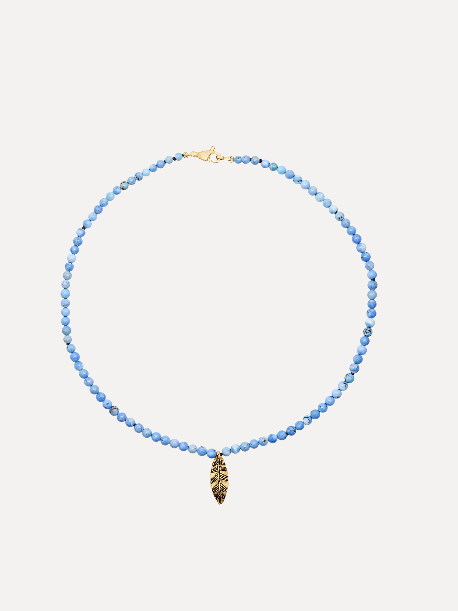 Golden Hills Bead Necklace with Leaf Pendant