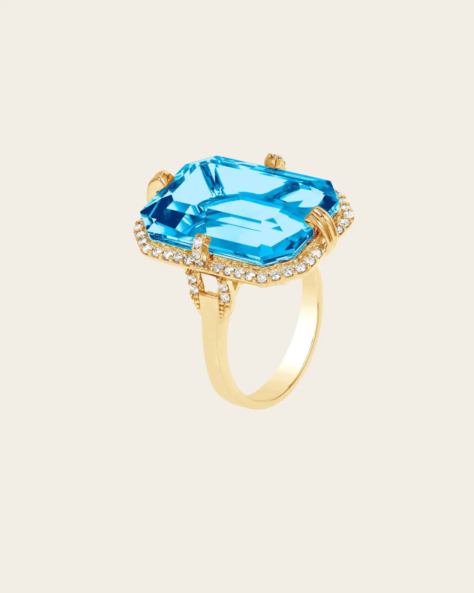 Gossip' Blue Topaz Emerald Cut Ring Gossip' Blue Topaz Emerald Cut Ring Goshwara Goshwara  Squash Blossom Vail
