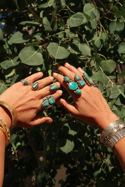 Green Blue Gem Turquoise Ring Green Blue Gem Turquoise Ring Native American Collection Native American Collection  Squash Blossom Vail