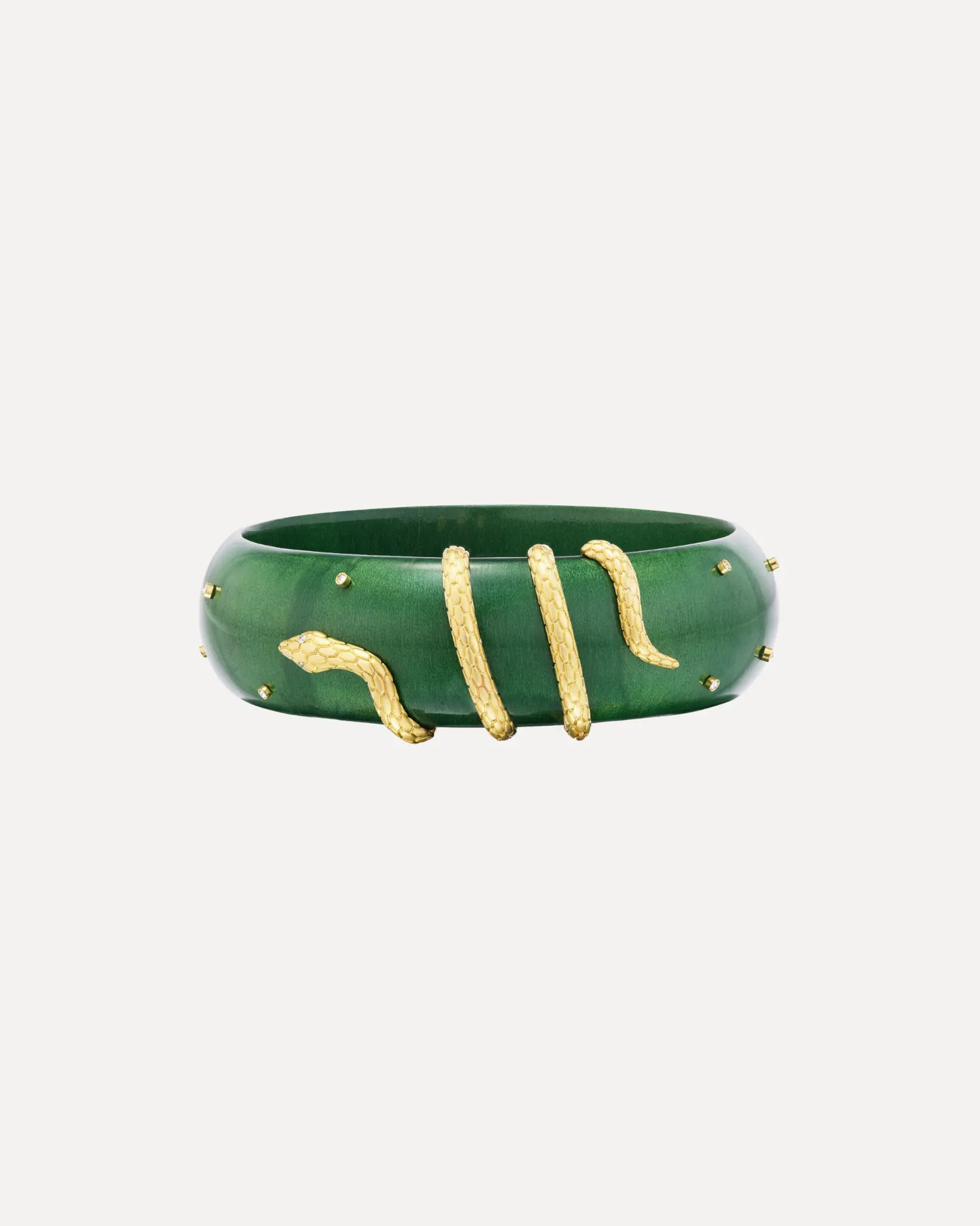 Green Lacquered Marquetry Bangle with Snake Detail  Green Lacquered Marquetry Bangle with Snake Detail  Silvia Furmanovich Silvia Furmanovich  Squash Blossom Vail