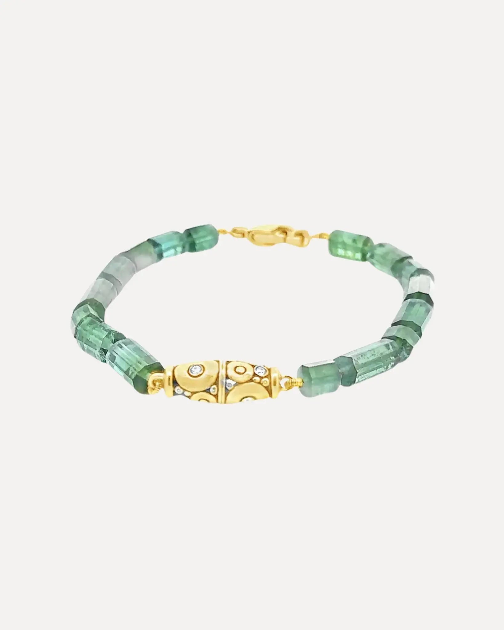 A green tourmaline & gold ladies bracelet by Alex Sepkus