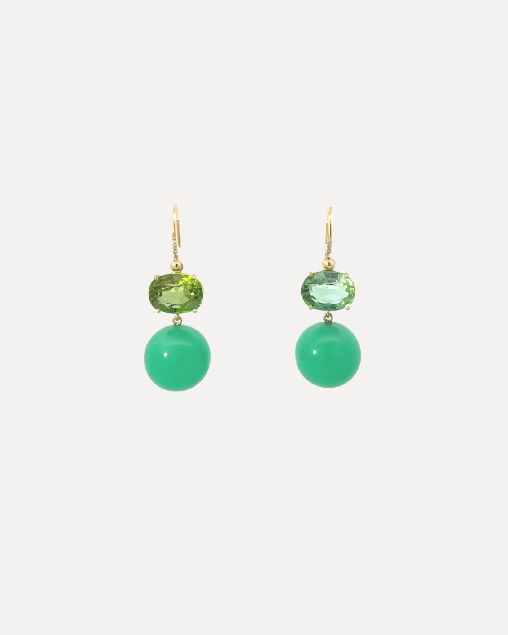 Gumball OOAK Green Tourmaline and Chrysophrase Earrings