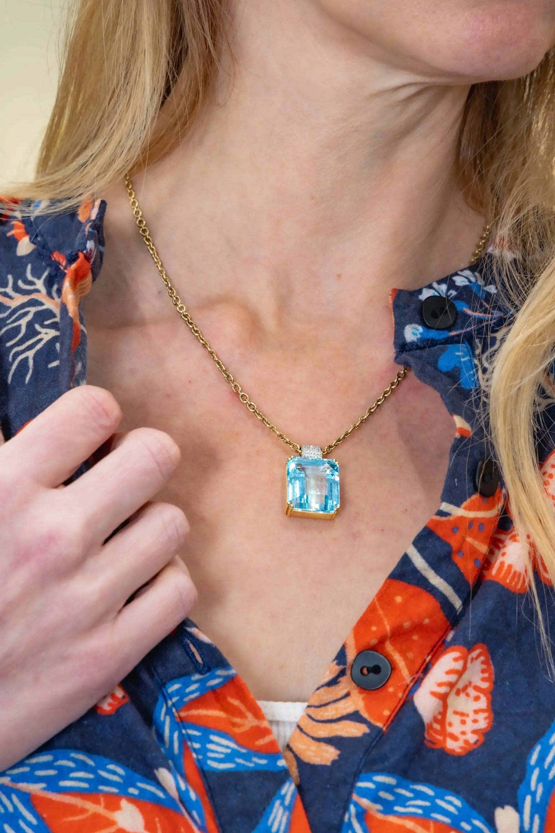 One of a Kind Aqua Pendant One of a Kind Aqua Pendant Irene Neuwirth Irene Neuwirth  Squash Blossom Vail
