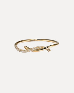 Boochier Yellow Gold Half Diamond Tie Bangle