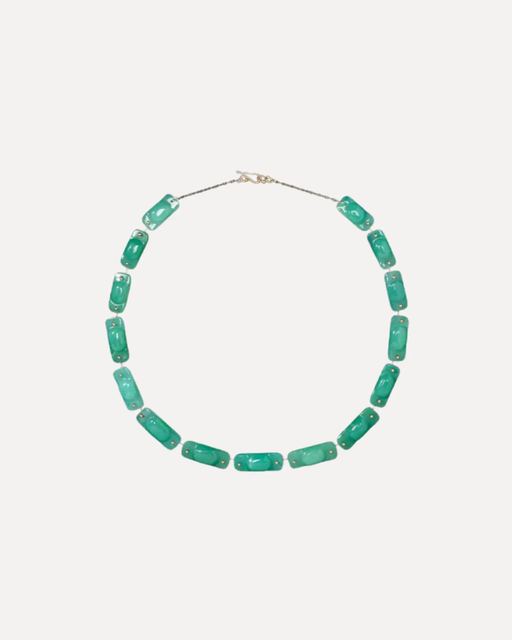 Hand-Cut Chrysoprase Tiles Necklace Hand-Cut Chrysoprase Tiles Necklace TenThousandThings TenThousandThings  Squash Blossom Vail