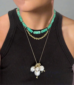 Hand-Cut Chrysoprase Tiles Necklace Hand-Cut Chrysoprase Tiles Necklace TenThousandThings TenThousandThings  Squash Blossom Vail