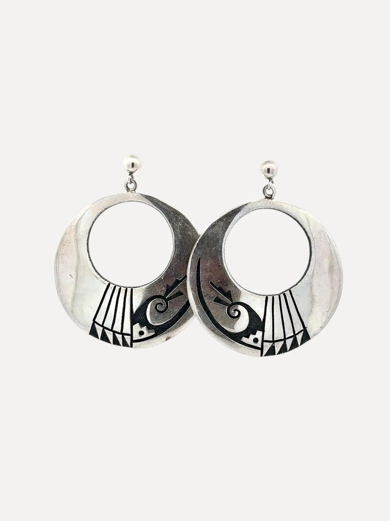 Heavy Hopi Round Earrings Heavy Hopi Round Earrings Native American Collection Native American Collection  Squash Blossom Vail