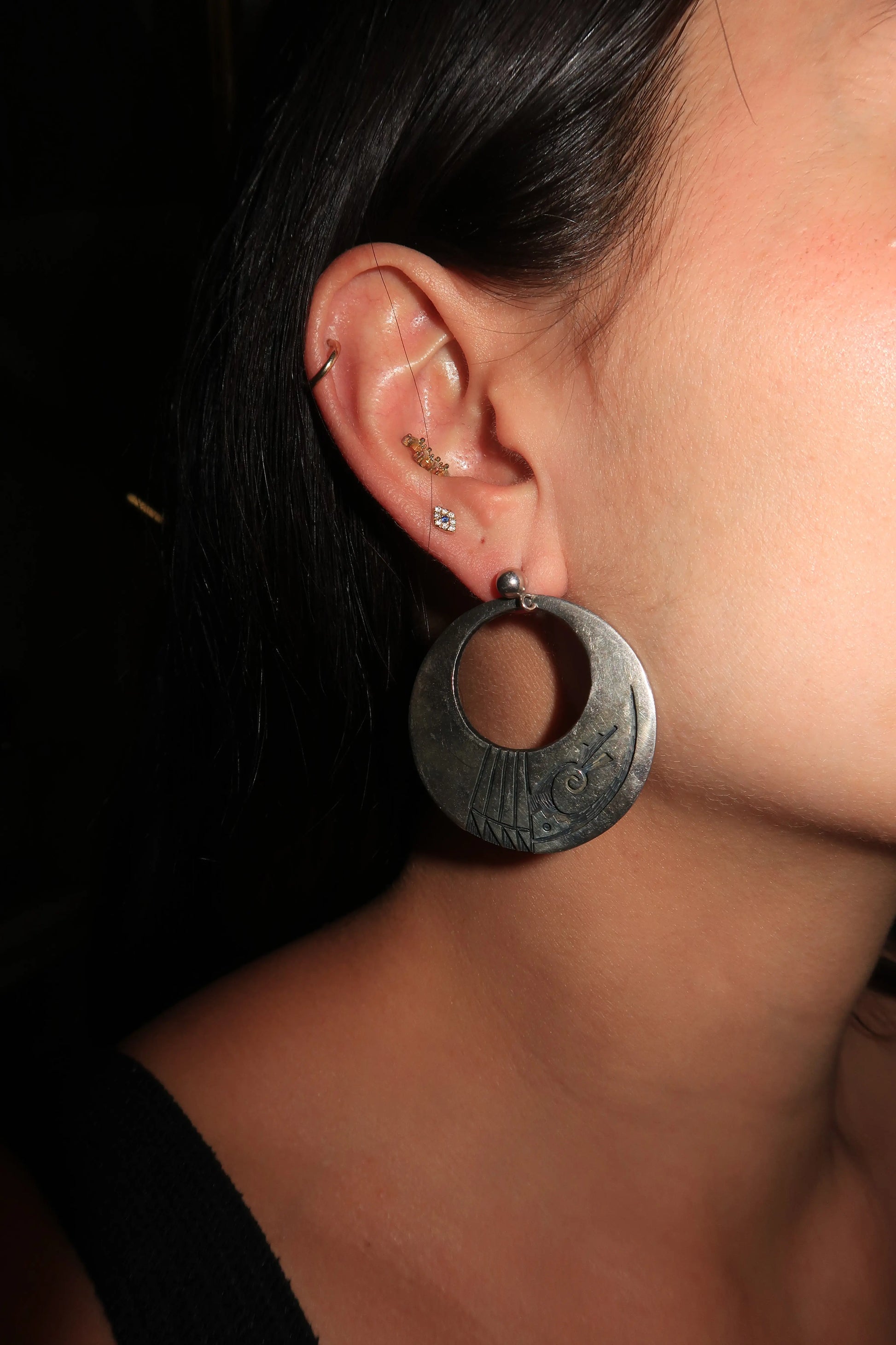 Heavy Hopi Round Earrings Heavy Hopi Round Earrings Native American Collection Native American Collection  Squash Blossom Vail