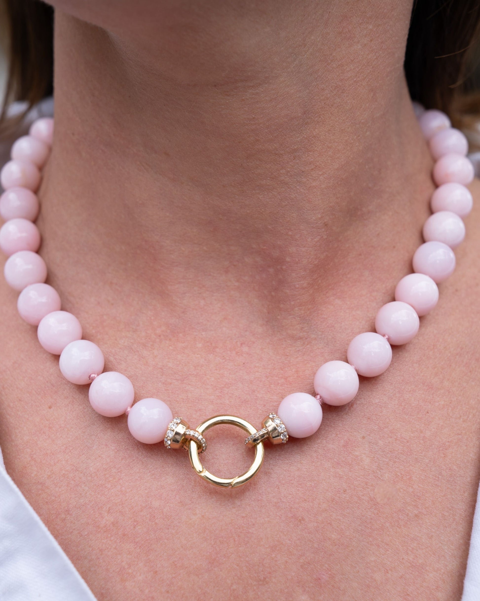 High Quality AAA Pink Opal Bead Necklace