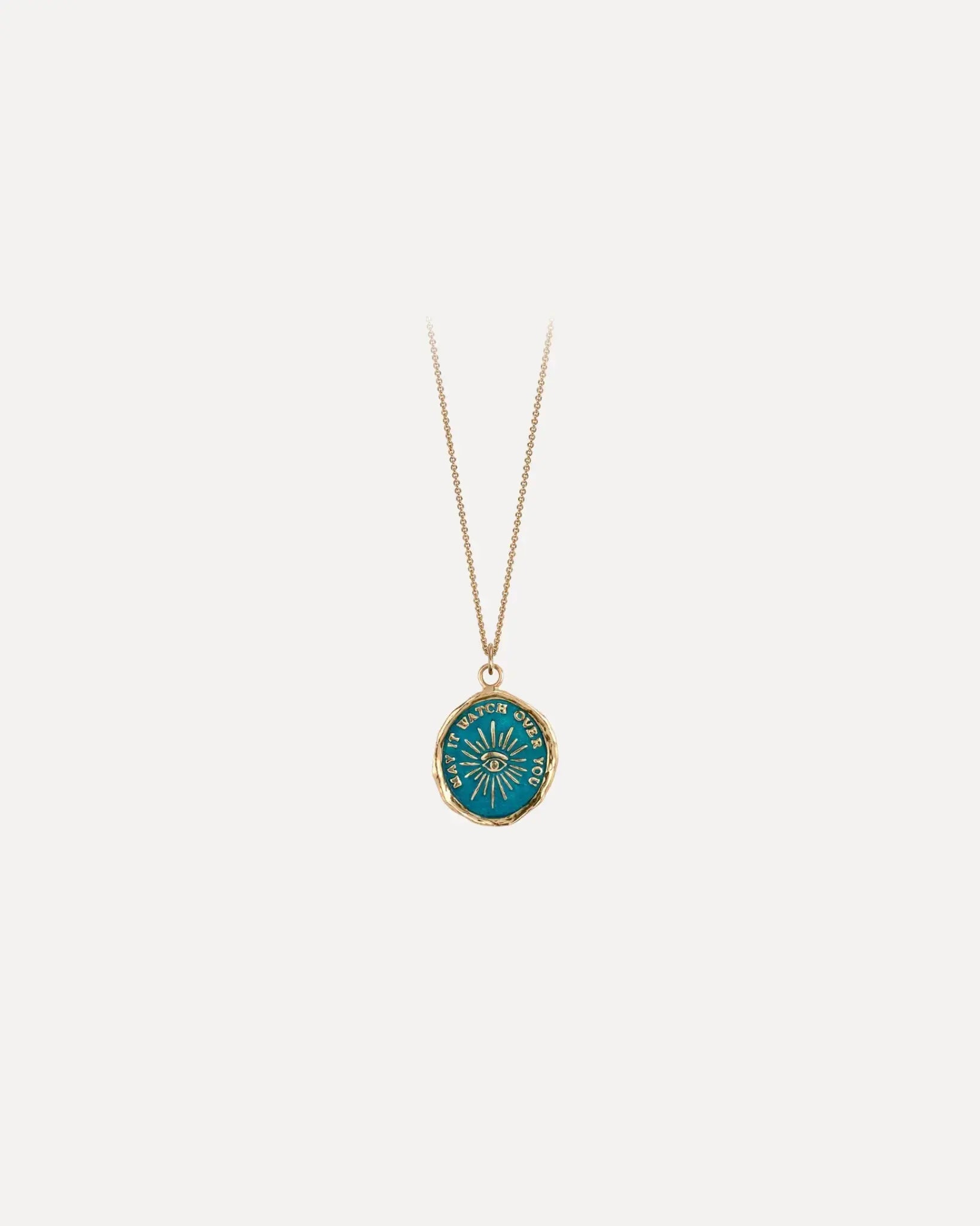 Higher Power 14k Gold Talisman - Mediterranean Blue Higher Power 14k Gold Talisman - Mediterranean Blue Pyrrha Design Pyrrha Design  Squash Blossom Vail
