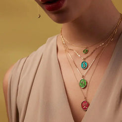 Higher Power 14k Gold Talisman - Mediterranean Blue Higher Power 14k Gold Talisman - Mediterranean Blue Pyrrha Design Pyrrha Design  Squash Blossom Vail