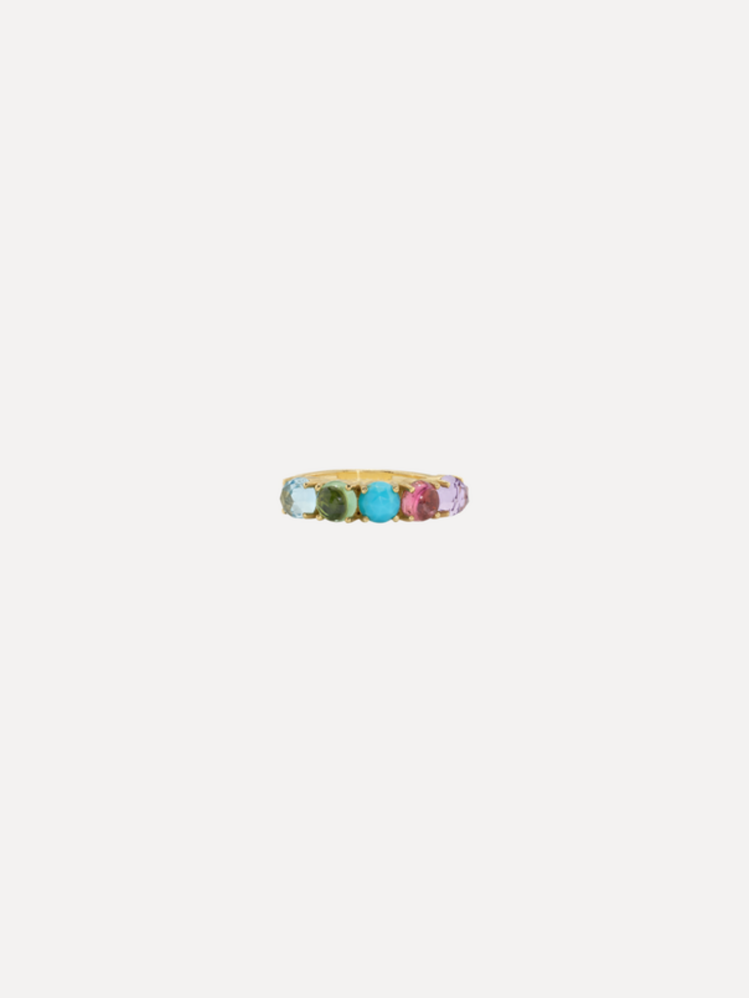 Classic Mix Aqua, Amethyst, Turquoise, Green Tourmaline and Pink Tourmaline Ring