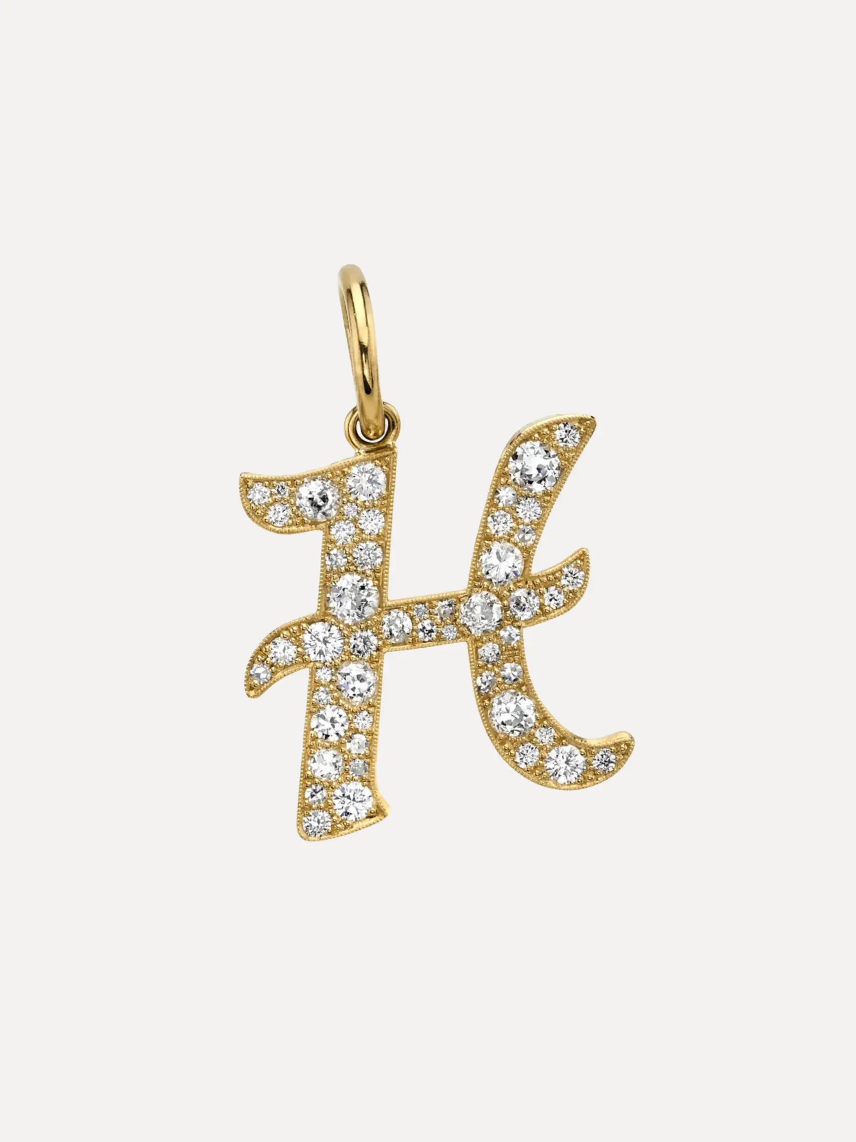 Old Mine Cut Initial Pendant - H