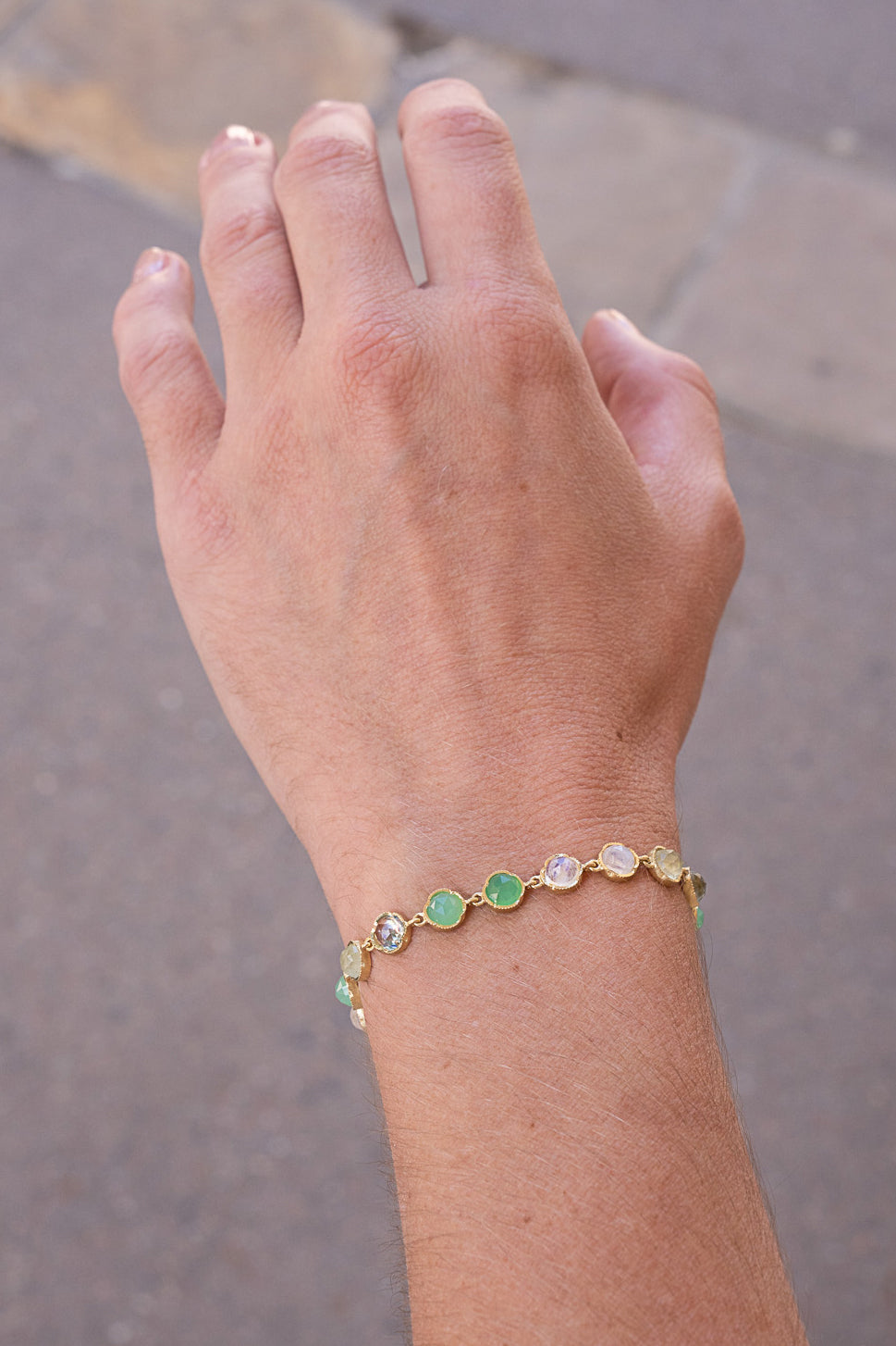 Irene Neuwirth Classic mix bracelet moonstone aquamarine and chryoprase