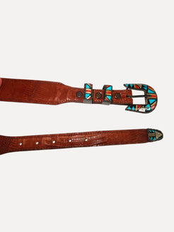 JRB Zuni Inlaid Belt JRB Zuni Inlaid Belt Native American Collection Native American Collection  Squash Blossom Vail
