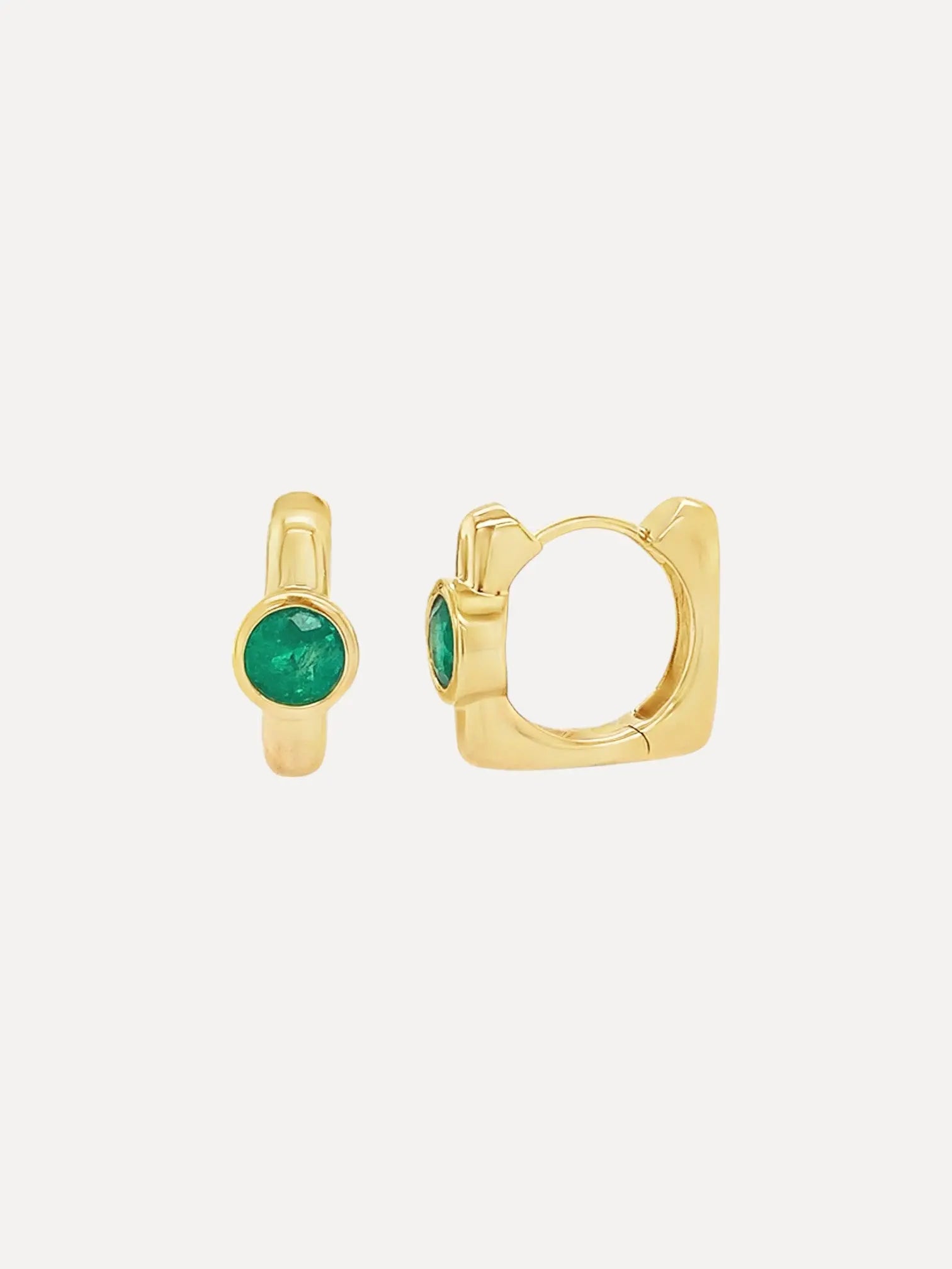 "Jardin" Emerald Bezel Square Huggies "Jardin" Emerald Bezel Square Huggies Ruchi New York Ruchi New York  Squash Blossom Vail