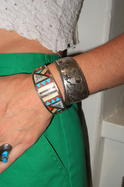 Julian Fred? Hopi Tapered Cuff dated '94 Julian Fred? Hopi Tapered Cuff dated '94 Native American Collection Native American Collection  Squash Blossom Vail