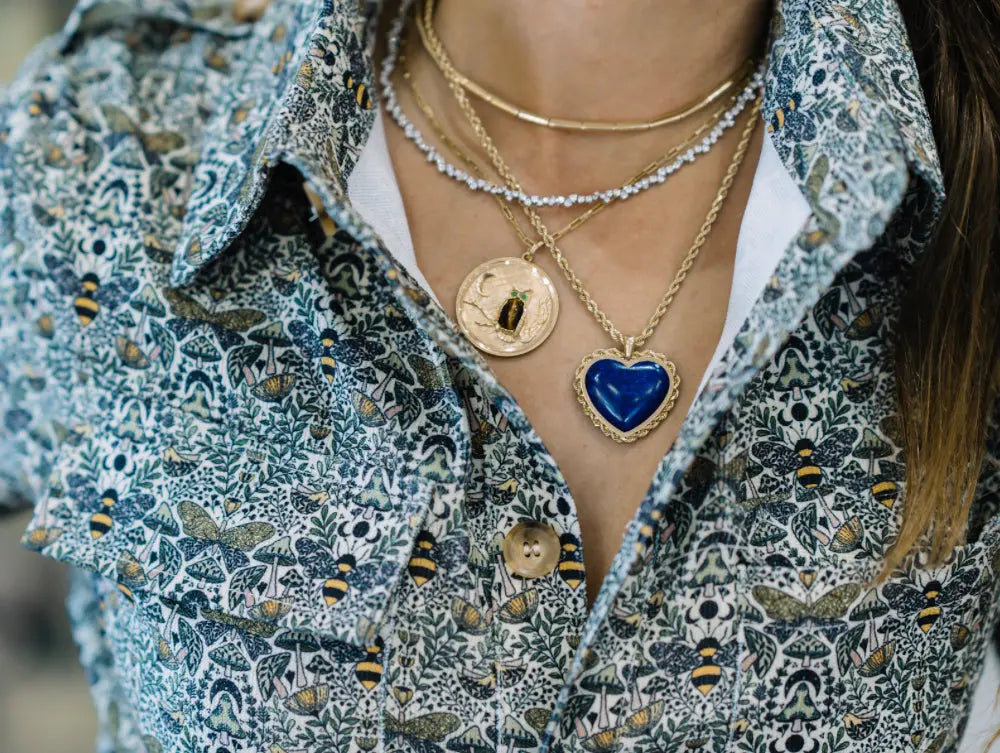 Lapis Heart Pendant and Chain Lapis Heart Pendant and Chain Established Jewelry Established Jewelry  Squash Blossom Vail