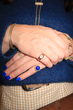 Lapis and Diamond Pinky Ring Lapis and Diamond Pinky Ring Vintage at the Squash Blossom Vintage at the Squash Blossom  Squash Blossom Vail