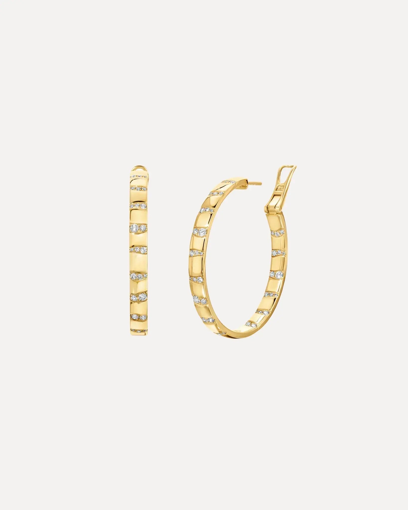 Large Alma Dos Rios Diamond Hoop Earrings Large Alma Dos Rios Diamond Hoop Earrings Graziela Gems Graziela Gems  Squash Blossom Vail