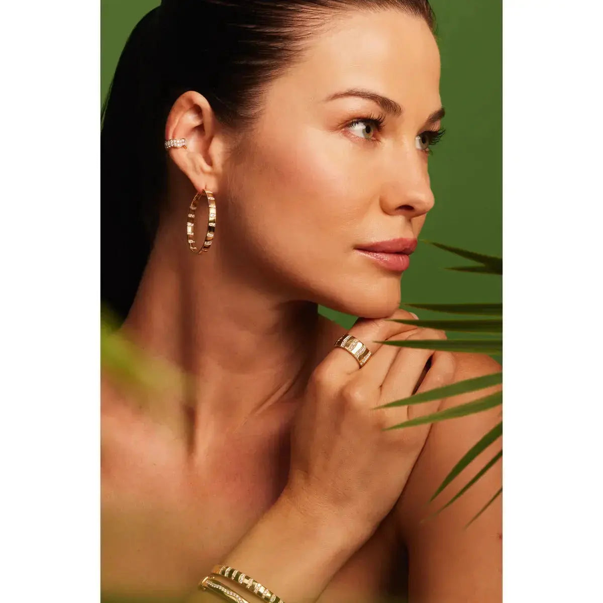 Large Alma Dos Rios Diamond Hoop Earrings Large Alma Dos Rios Diamond Hoop Earrings Graziela Gems Graziela Gems  Squash Blossom Vail